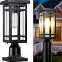 14'' Outdoor Solar Post Light, Dusk to Dawn Solar Lamp Post Light, Black Lamp Posts Light Fixture, Waterproof Outdoor Pole Lights for Yard Garage Porch Patio, 1Pack (Included Mounting Base)