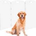 Modern Frame Clear Acrylic Freestanding Dog Gate - 32" Tall Folding 3-Panel Pet Barrier for Doorways, Stairs & Large Openings, Indoor Fence for Small to Large Dogs & Cats