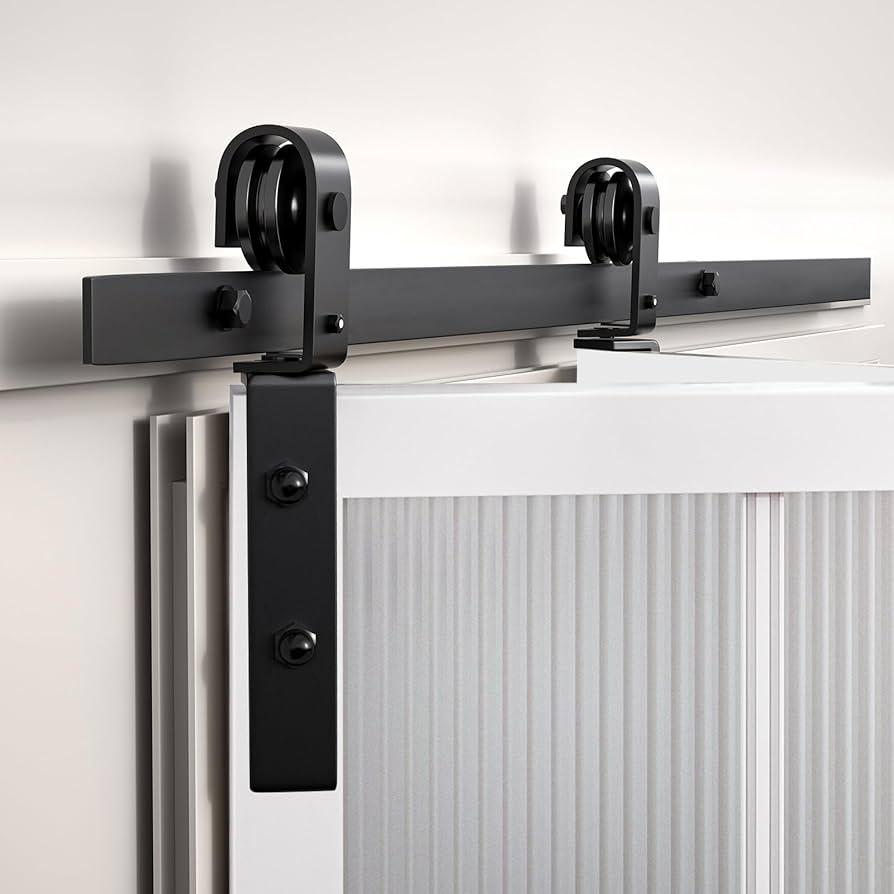 40" Bi-Folding Sliding Barn Door Hardware Track Kit for 2 Doors,Slide Smoothly and Quietly,Easy Install,Saving Space,Sturdy Rust Proof,Corrosion Resistance,Black（Excluding Doors）