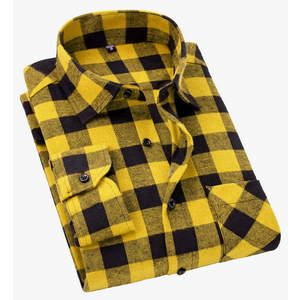 Cromoncent Men's Casual Plaid Flannel Long Sleeve Button Down Shirt Size 2XL