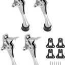 QWORK Heavy Duty Door Stops, 4 Pack Kickdown Door Stopper, Metal Doorstop with Adjustable Rubber Tips