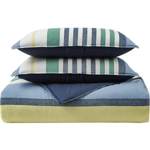 Nautica - Queen Comforter Set, Reversible Cotton Bedding with Matching Shams, Medium-Weight, Oeko-Tex Certified (Dover Blue)
