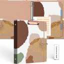 EYROZILL Cute 3 Ring Binders 1 Inch, Binder with Dividers and Clipboard on Front, 8.5" x 11" for Appointment RecordPrescription Tracking, Lesson Plan (Brown Impression)
