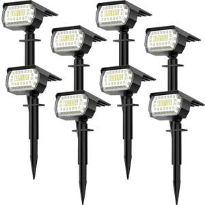 LANSOW Solar Spot Lights Outdoor, [8 Pack/76 LED] 2-in-1 Solar Landscape Spotlights, 3 Modes IP65 Waterproof Dusk to Dawn Solar Powered Flood Wall Lights for Outside Yard Garden Pathway(Cool White)