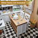 1/12 Dollhouse Kitchen Islands Dining Table Chairs Set Miniature Kitchen with Stools, Modern Wood Furniture for Dollhouse Room Decor Realistic Miniatures for Restaurant Bar Pub Barbie Crafts