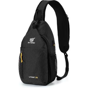 SKYSPER Sling Bag Crossbody Backpack - Chest Shoulder Cross Body Bag Travel Hiking Casual Daypack for Women Men(Jet Black)