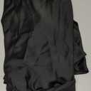 Women's Satin High Waist Hidden Elasticized Waistband Flared Casual A Line Midi Skirt (Black, Small)
