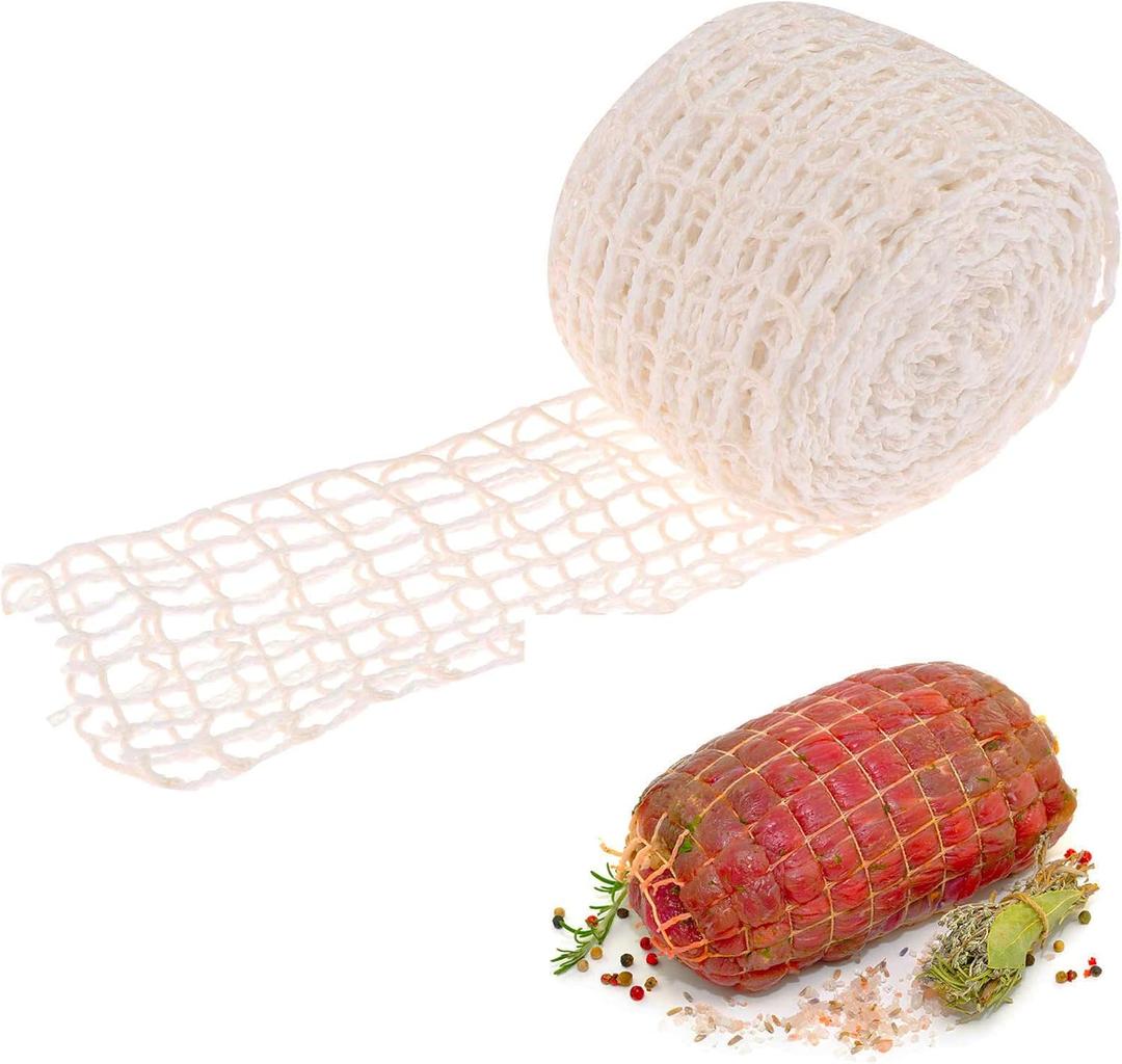 10m Meat Netting Roll,Size 18,Elastic Smoked Meat Poultry Ham Netting Meat Butcher Twine Net Roll Wrapping Net,Beef Netting Roll for Meat Cooking Meat Sausage Making