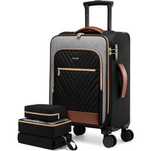 LOVEVOOK Carry On Luggage 22x14x9 Airline Approved,20 Inch Carry-on Suitcase for Women,Softside Suitcases with Wheels,Rolling Checked Luggage with TSA Lock,Lightweight Travel