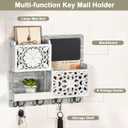 Mail Organizer Wall Mounted, 2 Slots Key Holder for Wall with 8 Hooks, Rustic Wood Key Rack with Shelf for Entryway Hallwall Farmhouse