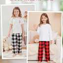 HONGTEYA Girls Christmas Pants with Pockets Soft Long Loose Kids Plaid Bottom Indoor Outdoor Xmas Holiday 8-14 Years (US, Age, 13 Years, 14 Years, White+Red)