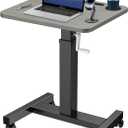 Mobile Standing Desk with Wheels, Elevating Table,Lift desks for Home Office,Rolling Portable Laptop Desk Height Adjustable, Mobile Computer Desk,Small Sit Stand Workstation, Black