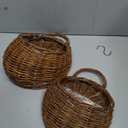 Yardwe Wicker Planter Wall Hanging Flower Pot Set - Rattan Hanging Basket for Indoor Outdoor Garden Decor 2 Pieces 4.7X10.5X4.7 Inches