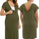PATPAT Maternity Labor and Delivery Gown, Womens Hospital Gown with Pockets | Pregnancy through postpartum, soft fabric, full back opening for checks, easy nursing access, skin-to-skin, side pockets (Green, M)