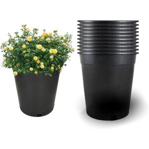 10 Packs 5 Gallon Flexible Nursery Pot Plastic Gallon Pots for Plants Suitable for Indoor and Outdoor, 10 Pcs 5 Gallon