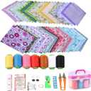 50 Pcs 4" x 4" Craft Fabric, Craft Bundle Patchwork, Pre-Cut Quilt Squares, Quilting Fabric Bundles with Sewing Kit for DIY Artcraft Pattern