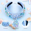 YARIEW Mermaid Knotted Headband for Women, Mermaid Birthday Decorations Seashell Hair Accessories, Starfish for Under the Sea Party Decorations Gifts Blue