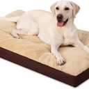 Dog Crate Bed Waterproof Deluxe Plush Dog Beds with Removable Washable Cover Anti-Slip Bottom Pet Sleeping Mattress for Large, Medium, Jumbo, Small Dogs, 47 x 29 inch, Brown