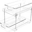 1 Pack 2-Tier Bathroom Organizers and Storage, Clear Under Sink Organizer Vanity Countertop Storage Pantry Organizers, Pull-Out Cabinet Organizer With Track For Bathroom, Kitchen, Pantry