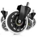 Office Chair Wheels Replacement - 3'' Clear Rubber Caster Wheels for Replacement Office Chair - Smooth Rolling on Carpet and Hardwood Floors - Universal Fit - Set of 5