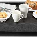 32 x 20 Inches Extra Large Solid Wood Serving Tray for Tea Coffee Table Snack Food Meals Serving Plate Kitchen Party Bar Breakfast Server with Raised Edges Black Wooden Decorative Ottoman Tray