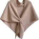 Pashmina Shawl Wraps for Women Knitted Triangle Scarf Shawl with Loop Winter Gift (Khaki)