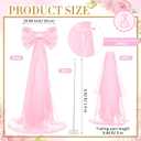 Havawish 3 Set Wedding Extra Large Pink Bow Decor 5 ft Giant Satin Pink Coquette Bow with Long Tulle Tails Girls Room Decor for Birthday Wedding Anniversary Engagement Bridal Party, Include Base