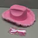 Pink Cowboy Hat with Heart Shaped Sunglasses,Pink Cowgirl Hat with Feather Boa,Cowgirl Hat for Costume Dress Up,Cowboy Themed Party,Bachelorette Party