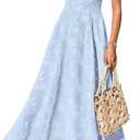 PRETTYGARDEN Womens Summer Maxi Dresses 2026 Casual Sleeveless Square Neck Jacquard Flowy Wedding Guest Beach Boho Long Dress (Light Blue,S)