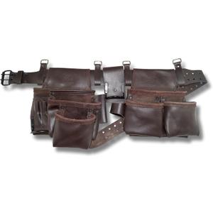 Graintex OD2222:: 10 Pocket Framers Tool Belt Premium Oil Tanned Leather with 2 Leather Belt for Constructors, Electricians, Plumbers, Handymen
