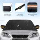 Car Windshield Snow Cover, Windproof Front Windshield Snow Ice Cover with Side Mirror Cover, Waterproof Oxford Fabric Front Windscreen UV Frost Protector, Car Accessories (4 Hooks)
