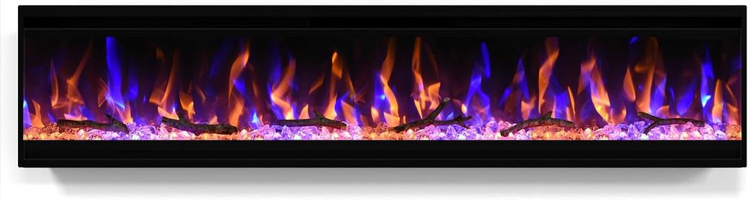 50" Electric Fireplace, 4.3" Ultra-Thin Electric Fireplace Inserts
Ultra-Narrow Frame, Wall Mounted & Recessed, Log & Crystal, Touch Screen & Remote Control, 0/750/1500W, Timer