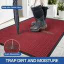 Front Door Mat, 5' x 4' Heavy Duty Indoor Outdoor Door Mat Entrance, Commercial Welcome Mats, Stain and Fade Resistant, Durable Rubber Backing, Low Profile Entry Mat for Patio, Red Stripe