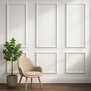 Set of 3 Peel and Stick Wall Molding Kit, Pre Cut Wainscoting Panels | 54x24 in + 24x24 in, Paintable, Ready to Assemble Wall Moulding, Living room or Bedroom Accent Wall Decor