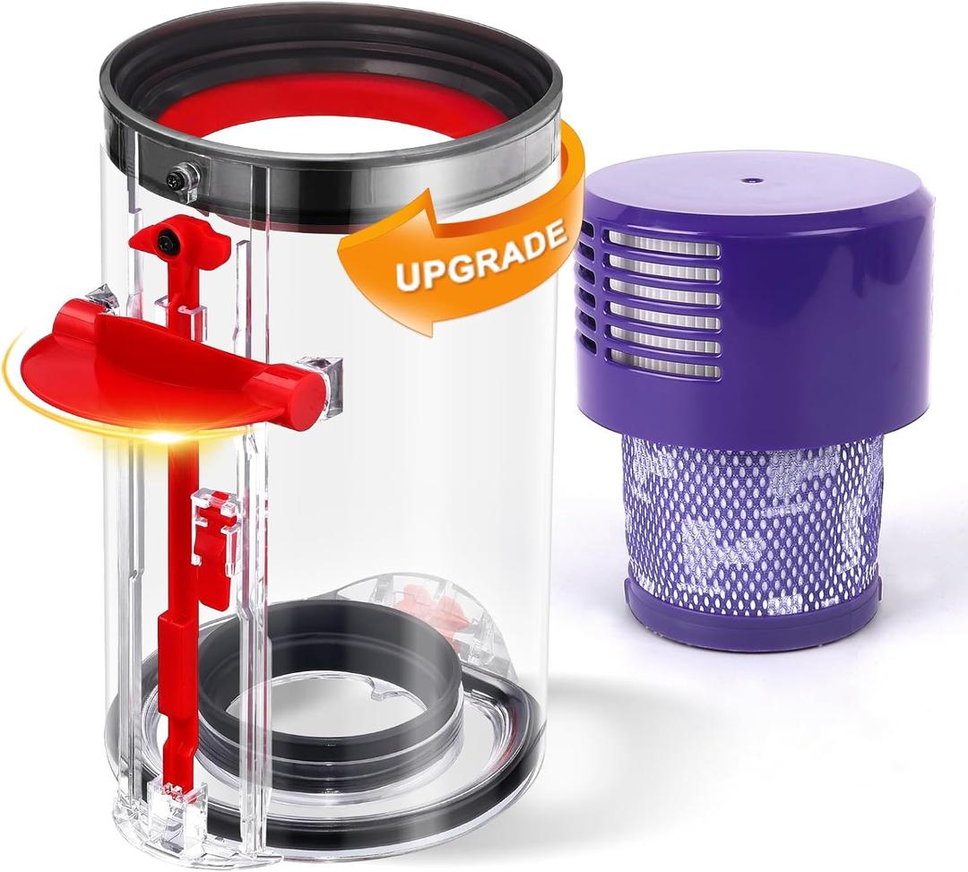 Upgraded Dust Bin Compatible with Dyson V10 Vacuum Cleaner Canister, Large Bin Replacement Compatible with Dyson V10 Bin Part No. 969509-01