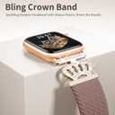 6 x Braided Stretchy Bands with Magnetic Clasp for Apple Watch Band 40mm 38mm 41mm 42mm 44mm 45mm 46mm 49mm, Bling Crown Designer Soft Nylon Sport Solo Loop for iWatch Series 10 9 8 7 6 5 4 3 Ultra 2 1 SE (Pink sand)