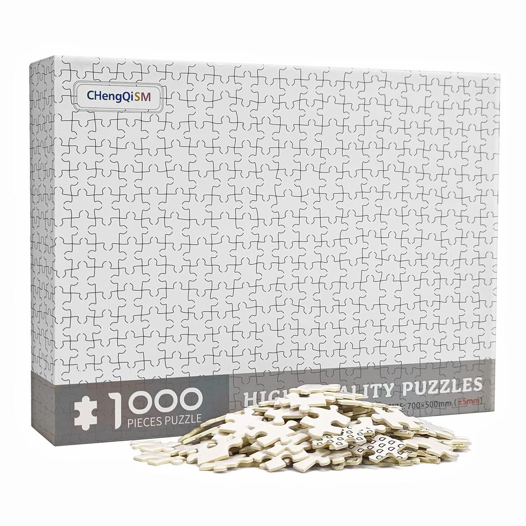 Jigsaw Puzzles 1000 Pieces for Adults Blank Jigsaw Puzzles Pure Blank White Puzzles Solid Color Hardest Puzzles Hell Difficulty Jigsaw Puzzle for Adult Teens Toy Gift Hanging Decor