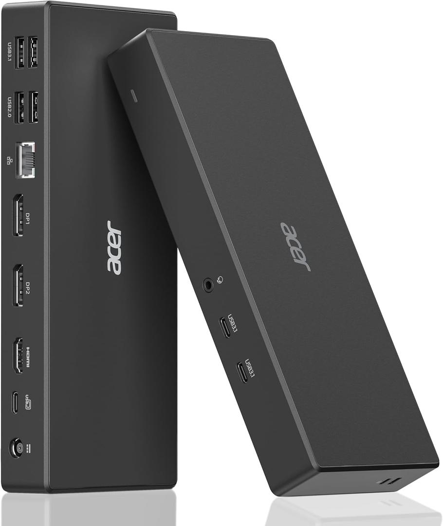 Acer Docking Station, 11-in-1 Laptop Docking Station 4K@60Hz for 3 Monitors with 2x DisplayPort+HDMI, Ethernet, 5Gbps Data, Audio, 135W Power, USBC Dock Compatible with Acer, Dell, MacBook Air/Pro, HP