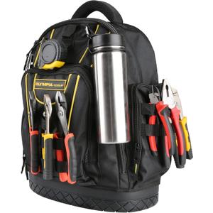 Olympia Tools Tool Backpack, Moulded Waterproof Base, Padded Shoulder Straps, Breathable Padded Back for Comfort