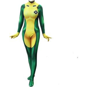  Superhero Cosplay Costume for Womens Halloween Full Set Bodysuits Zentai 3D Style Jumpsuit (Adult-L, Yellow)