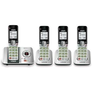 VTech CS6529-4 DECT 6.0 Phone Answering System with Caller ID/Call Waiting, 4 Cordless Handsets, Silver/Black