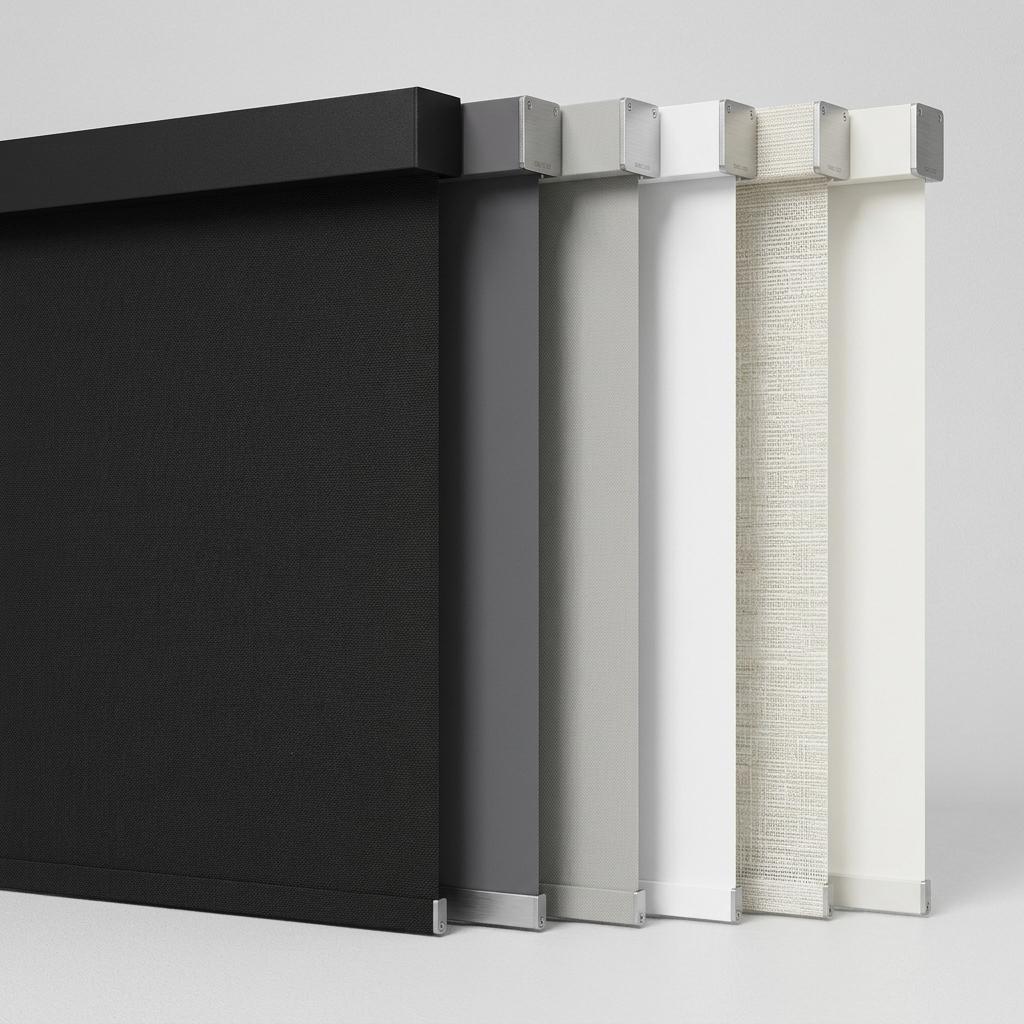 AOSKY Blackout Roller Shades Cordless Blinds for Windows, Free-Stop Shades with Valance, Thermal Insulated Fabric, UV Protection, Natural Woven Blinds for Home and Office (70" W x 72" H, Black)