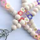2 x Fashion Wooden Beaded Lanyard - Portable teacher lanyards, Lanyard for Teachers Suitable for Keys, ID and Badges (1 style)