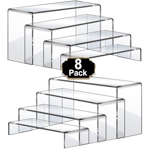  Aheroi Large Acrylic Risers, 8 Pcs 2 Set(7L~8L~9L) Acrylic Display Set Rectangular Stands Shelf Clear Display Risers for Decor, Cake Shelves Retail Shoe Showcase : Aheroi: Home & Kitchen