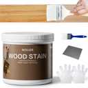 Wood Stain, 16 Oz Water Based Wood Stain and Sealer in One - No Priming, No Top Coat Required, Fast Drying|Low Odor|Non-Toxic, Perfect for Indoor and Outdoor Furniture (Transparent with Tools)