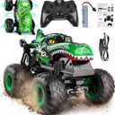 BEZGAR Monster Truck Toys - Remote Control Monster Truck with Light & Music, Dinosaur Toys for Kids, 1:20 Scale RC Truck with 360 Spins and Drifting, Remote Control Car for Boys 4-7 (Green)