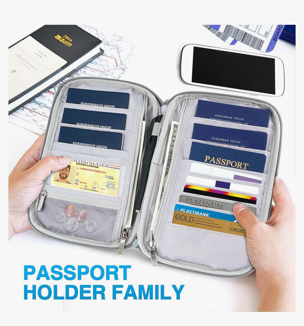 Passport Holder Family, Women Rfid Blocking Passport Wallet, Travel Essentials Premium Wallets, Waterproof Passport Holders Bag for Men Traveling, Travel Document Organizer Credit Cards Case