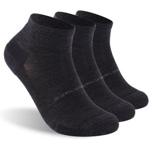 No Show Athletic Socks, ZEALWOOD 3 Pairs Merino Wool Ultra-Light Running Tennis Golf Socks for Men Women (Black)