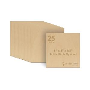 12 mm Baltic Birch Plywood 1/2 x 8 x 8 Inch, Box of 2 B/BB Grade Craft Wood, Stronger Than Basswood Sheets, for Laser, CNC Cutting and Wood Burning, by Woodpeckers