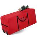 Wesnoy 12 Ft Heavy Duty Christmas Tree Storage Bag 900d Oxford Fabric with Wheels and Reinforced Handles, Durable Xmas Storage Box for Disassembled Holiday Tree (12 ft,Red)